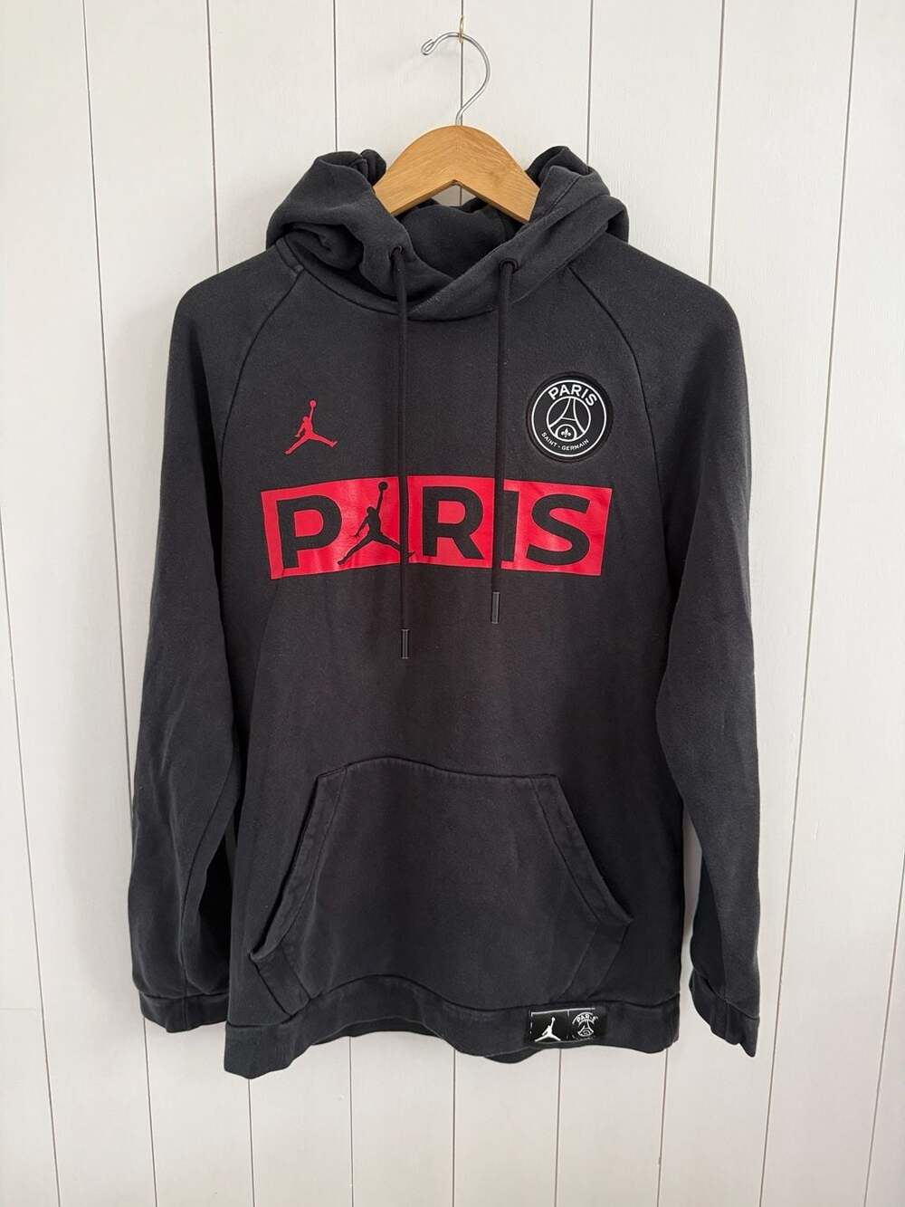 Jordan Paris Saint-Germain PSG Pullover Hoodie Black Red Size S